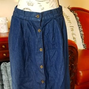Women's long denim button down skirt size 16